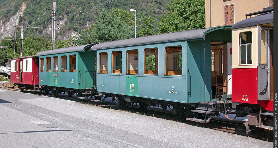 FM (SEFT) Gepäckwagen D 11 + Personenwagen B 51 + B 52, Castione-Arbedo